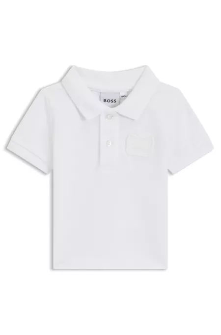 Baby stretch-cotton polo shirt with red panda badge