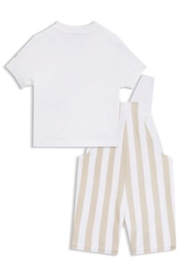Conjunto de peto y camiseta para beb&eacute;s en caja de regalo, Beige