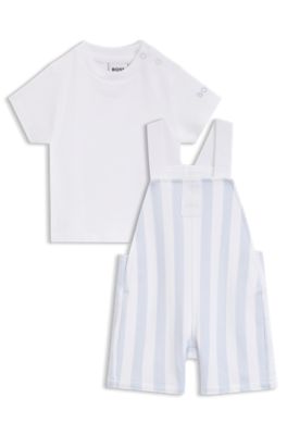 Conjunto de peto y camiseta para beb&eacute;s en caja de regalo, Celeste