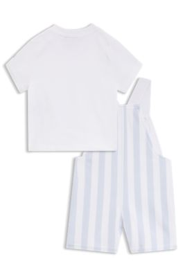 Conjunto de peto y camiseta para beb&eacute;s en caja de regalo, Celeste