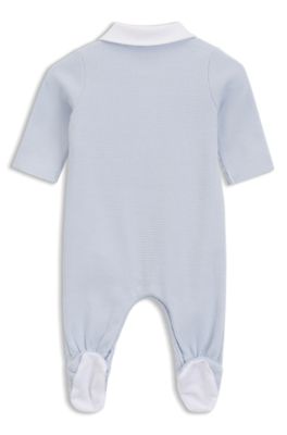 Pijama para beb&eacute;s en tejido de rejilla de algod&oacute;n, Celeste