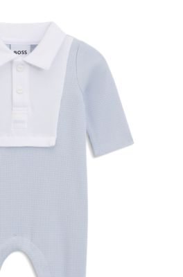 Pijama para beb&eacute;s en tejido de rejilla de algod&oacute;n, Celeste
