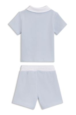 Conjunto de shorts y polo para beb&eacute;s en caja de regalo, Celeste