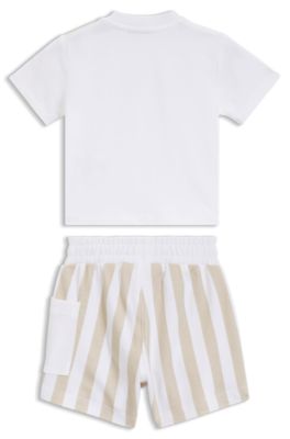 Gift-boxed T-shirt and shorts set for babies, Beige