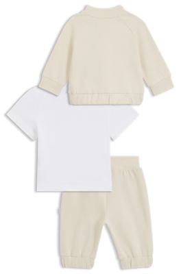 Gift-boxed three-piece tracksuit set for babies, Light Beige