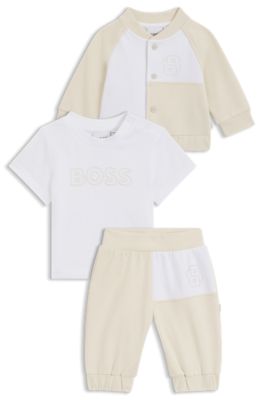 Gift-boxed three-piece tracksuit set for babies, Light Beige