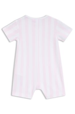 Baby romper in striped interlock cotton, light pink