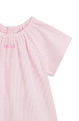 Baby T-shirt and leggings set in stretch cotton, light pink