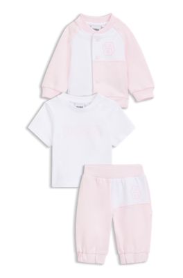 Conjunto de ch&aacute;ndal y camiseta para beb&eacute;s en caja de regalo, Rosa claro