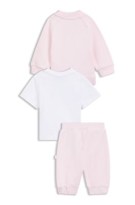Conjunto de ch&aacute;ndal y camiseta para beb&eacute;s en caja de regalo, Rosa claro
