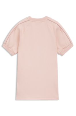 Vestido para ni&ntilde;as con mangas abullonadas y placa con logo, Rosa claro
