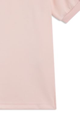 Vestido para ni&ntilde;as con mangas abullonadas y placa con logo, Rosa claro