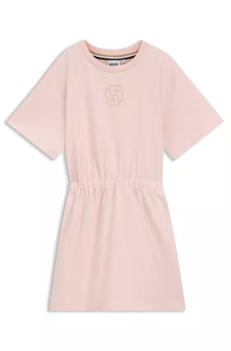 Kids' stretch-cotton dress with Double B monogram