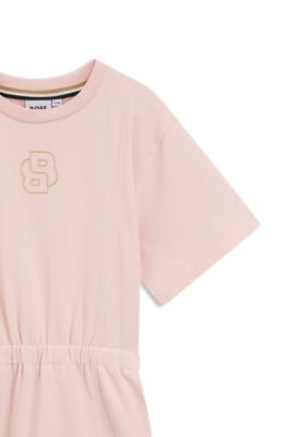 Vestido para ni&ntilde;as de algod&oacute;n el&aacute;stico con monograma Double&nbsp;B, Rosa claro