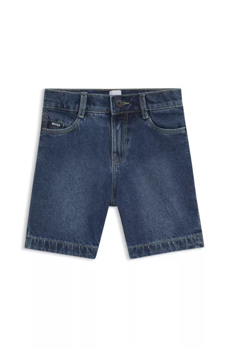 Kids' loose-fit shorts in blue cotton denim