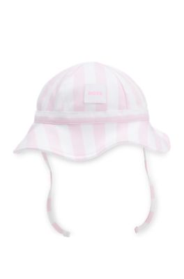 Gorro para beb&eacute; en punto de algod&oacute;n a rayas, Blanco