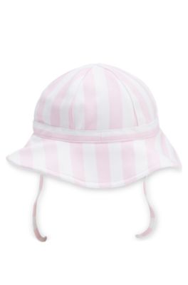 Gorro para beb&eacute; en punto de algod&oacute;n a rayas, Blanco