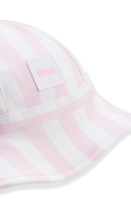 Gorro para beb&eacute; en punto de algod&oacute;n a rayas, Blanco