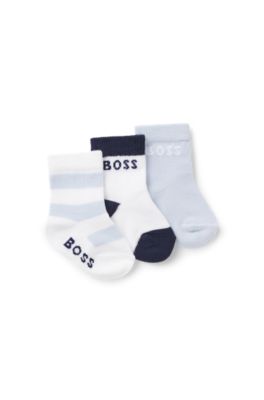 Paquete de tres calcetines para beb&eacute;s con detalles de logo, Blanco