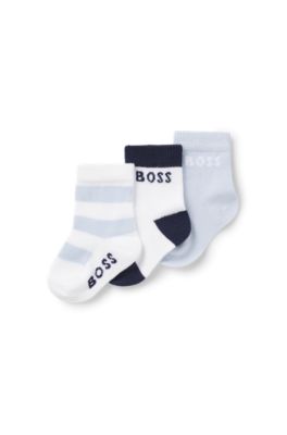 Paquete de tres calcetines para beb&eacute;s con detalles de logo, Blanco