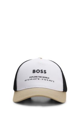 Kids' logo cap in cotton and mesh, Brown