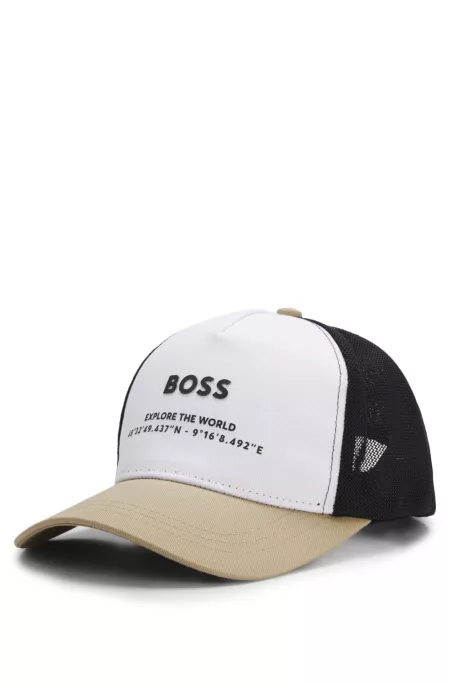Kids' logo cap in cotton and mesh