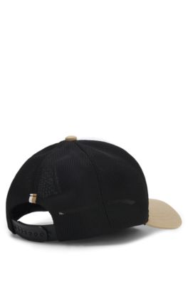 Kids' logo cap in cotton and mesh, Brown