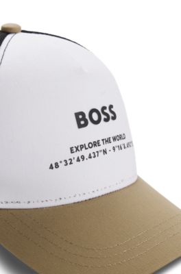 Kids' logo cap in cotton and mesh, Brown