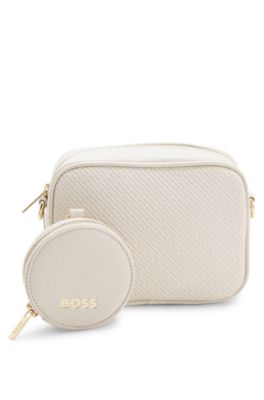 Bolso de mano para ni&ntilde;as con monograma y monedero desmontable, Blanco