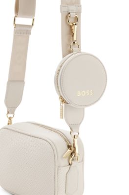 Bolso de mano para ni&ntilde;as con monograma y monedero desmontable, Blanco
