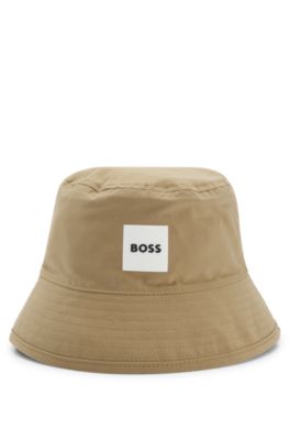 Gorro reversible estilo pescador para ni&ntilde;os con detalles de logo, Marr&oacute;n