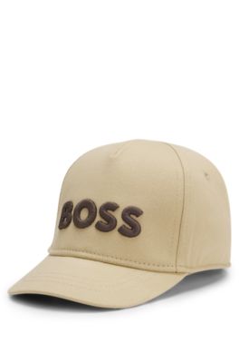Kids' cotton-twill cap with embroidered logo, Beige