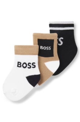 Paquete de tres pares de calcetines para ni&ntilde;os de algod&oacute;n, Negro