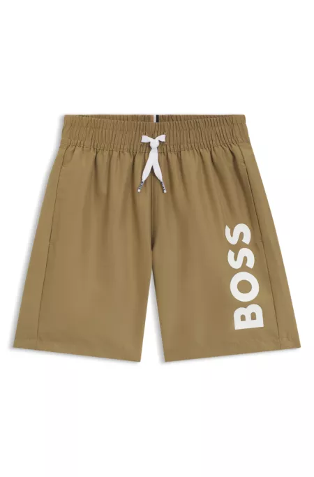 Kids' swim shorts with logo print