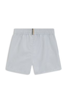Kids' swim shorts with vertical logo, Light Blue