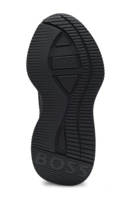 Kids' sneakers with knit uppers and suede trim, Black