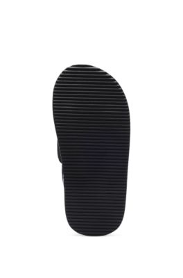 Chanclas para ni&ntilde;os con logo de la marca a rayas, Negro