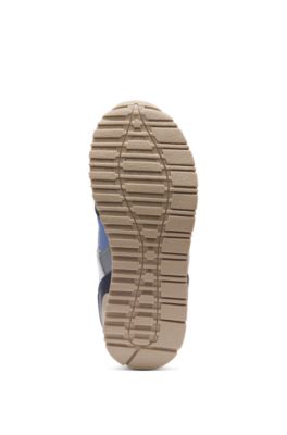 Deportivas para ni&ntilde;os de piel y lona, Azul oscuro