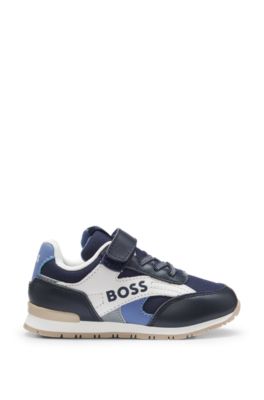 Deportivas para ni&ntilde;os de piel y lona, Azul oscuro