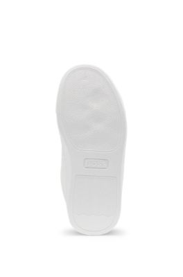 Kids' lace-up sneakers in leather and fabric, White