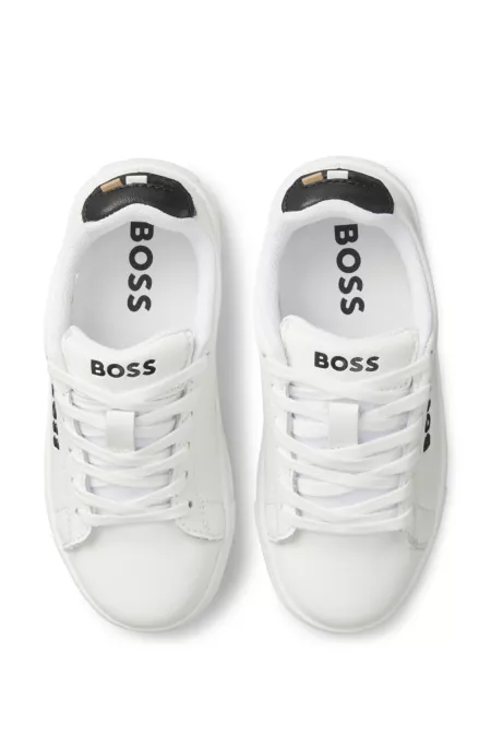 Kids' lace-up sneakers in leather and fabric