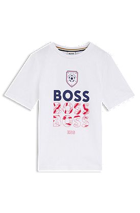 Kids' cotton T-shirt with soccer artwork