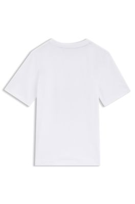 Kids' cotton T-shirt with soccer artwork, White