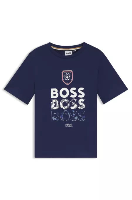 Kids' cotton T-shirt with soccer artwork
