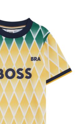 Camiseta de f&uacute;tbol para ni&ntilde;os en punto el&aacute;stico, Brazil