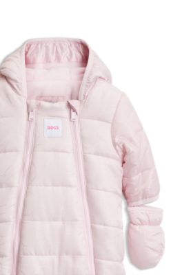 Mono de nieve para beb&eacute; con capucha, Rosa claro