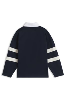 Kids' long-sleeve polo shirt, Dark Blue