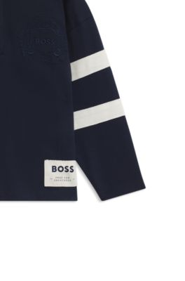 Kids' long-sleeve polo shirt, Dark Blue