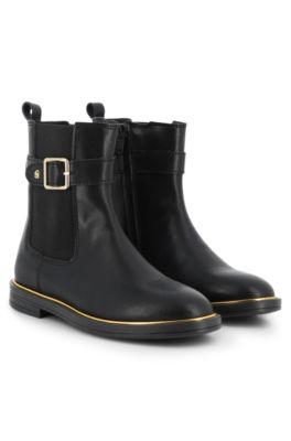 Kids' leather boots, Black