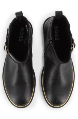 Kids' leather boots, Black
